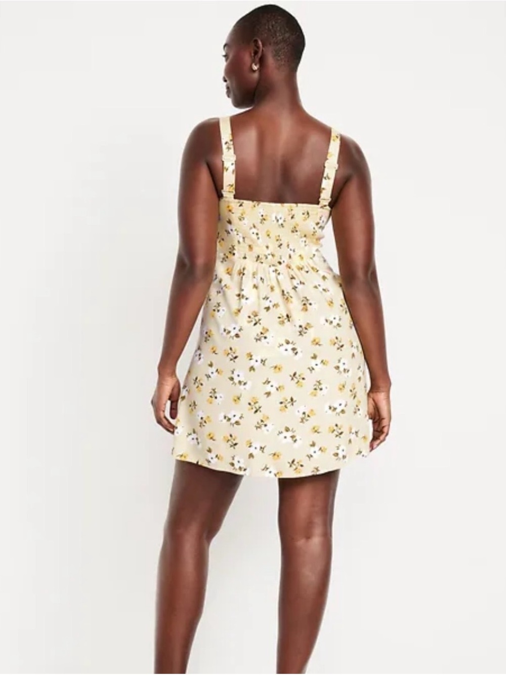 Old Navy Cream Mini Dress with Yellow Floral Print Size Large - Picture 2 of 4